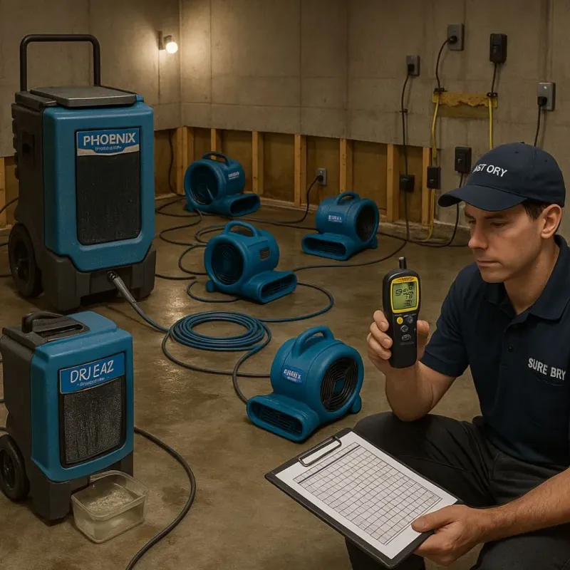 Structural Drying and Dehumidification process in Fairmead, CA